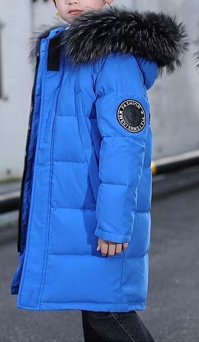 Winter New Style Boys’ Mid-Length Thick Warm Cotton-Padded Coat – Trend Large Children’s Letter Design - RAC25JP3245BOW