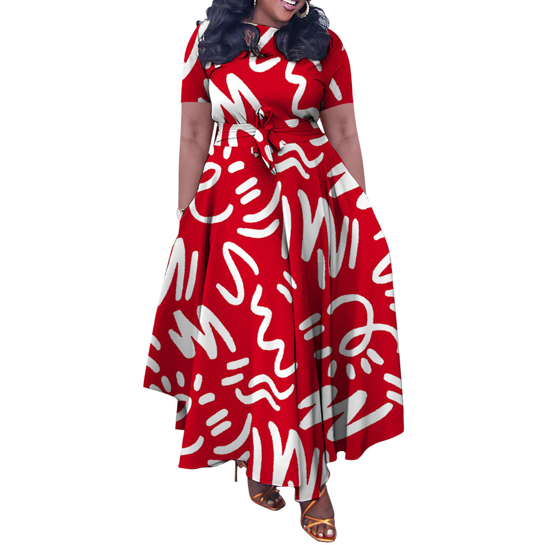 Spring & Summer Elegant Lace African Maxi Dress – Plus Size Long Skirt with Outer Layer