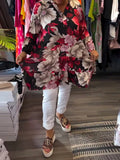 Women's Summer Printed Stand Collar Long Sleeve Loose Casual Dress