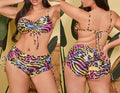 New Digital Print Pleated Plus Size Bikini – Flattering Fit Swimsuit for Women