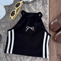 Girls Summer Striped Bow Halterneck Vest – Baby & Toddler Suspender Short Top - RAC26JP5468BATT