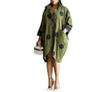 Women's Digital Print Three-Quarter Sleeve Shirt Dress with Pockets