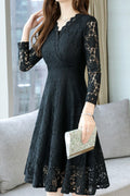 Women Fabulous Floral Lace Long Sleeve mid Length Slim Fit Magnificent Dress
