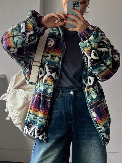 Autumn & Winter New Style Casual Warm Plush Zip-Up Jacket
