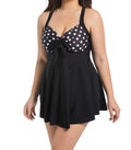 Plus Size Polka Dot One-Piece Swimsuit with Bow – Spring Flowy Swim Dress for Curvy Women - RAC25JP2610WPSW