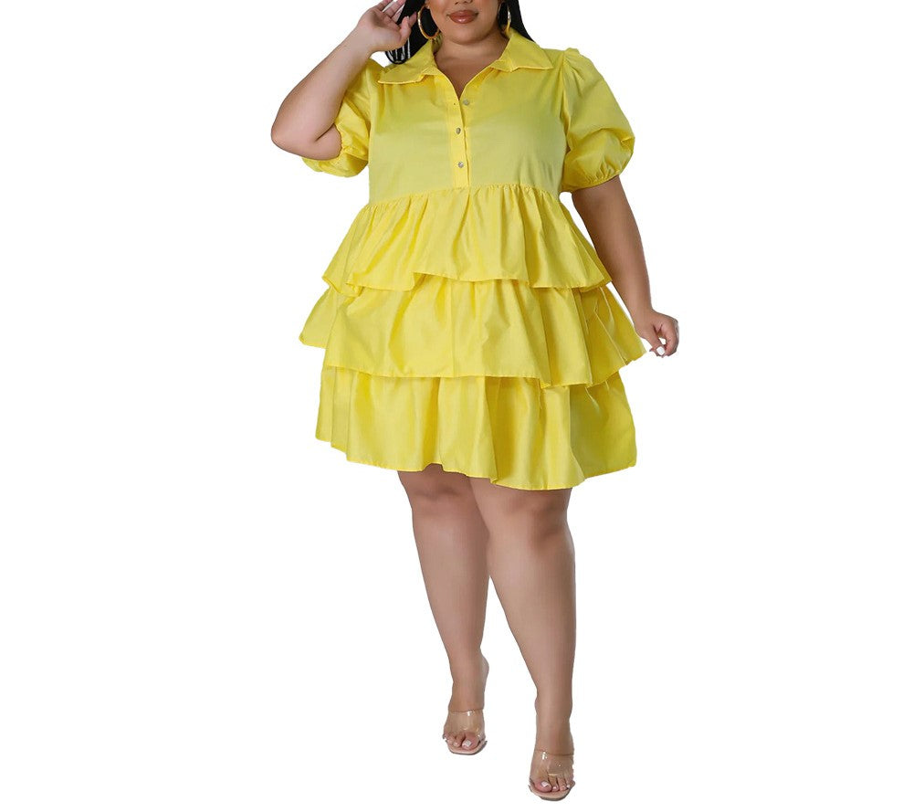 Women's Casual Loose Plus Size Dress – Short Sleeve Flowy Tunic Dress with Pockets – Boho Summer Sundress for Daily Wear