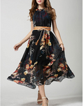 Sleeveless High Waist Printed Chiffon Dress