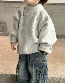 Boys Round Neck Button Style Knit Top