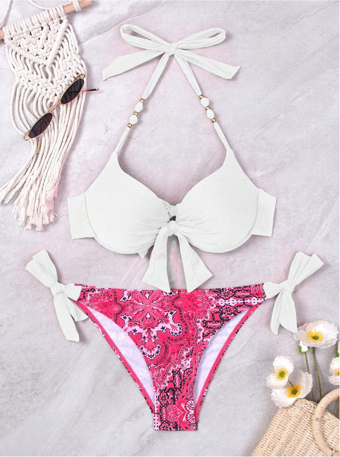 New Style Push-Up Big Bust Tie-Up Bikini - Ethnic Retro Two-Piece Swimsuit