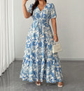 Women's V-Neck Floral Print Maxi Dress