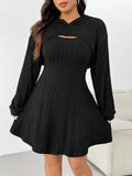 Plus Size Women’s Sweet Style Autumn & Winter Two-Piece Set – Hooded Shawl Top and Short Skirt Outfit