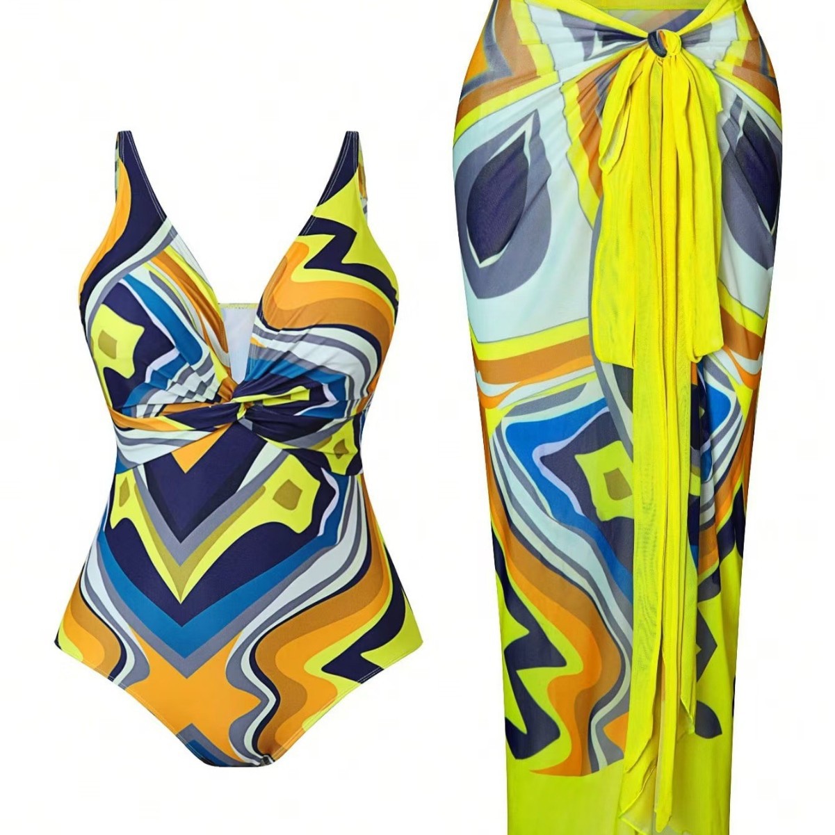 Printed One-Piece Plus Size Swimsuit – Comfortable Beach & Pool Style