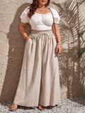 Plus Size Women’s Casual Wide-Leg Trousers – New Summer High-Waisted Flared Pants with Pockets