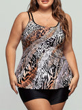 Plus Size Women's Leopard Print Bikini with Adjustable Shoulder Straps – Stylish Two-Piece Swimsuit