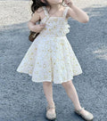 Girls Summer Flower Print Back Design Princess Beach Slip Dress - RAC26JP5461BATDAS