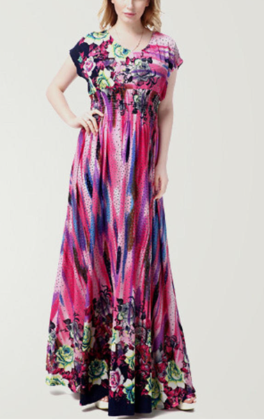 Women Plus Size Floral Maxi Gown Purple