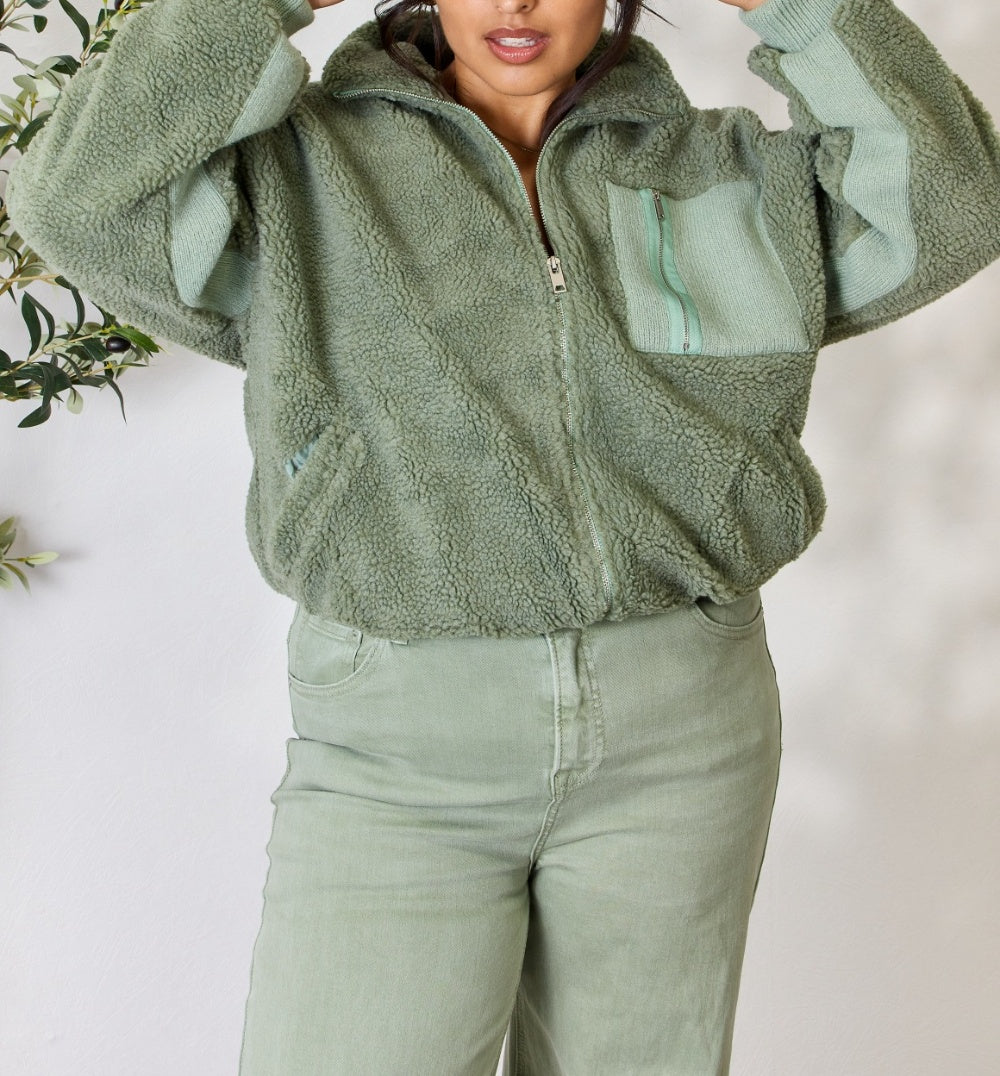 Women's Heimish Full Size Zip Up Collared Neck Jacket