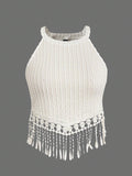Women's Spring & Summer Elegant Tassel Vest – Short Slim Fit Skinny Navel Top