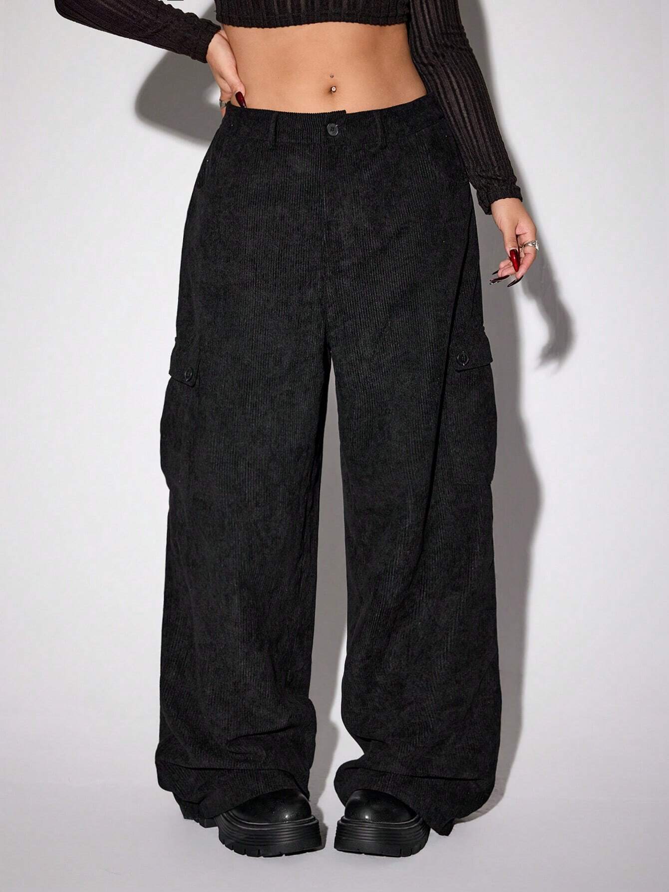 Plus-Size Women's American-Style Workwear Casual Pants – Autumn/Winter Street Style Wide-Leg Trousers