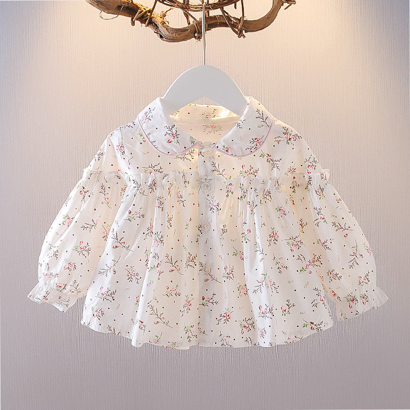 Girls Spring Floral Long Sleeve Shirt for Baby & Toddler | Soft Casual Flower Print Top - RAC26JP5487BATT