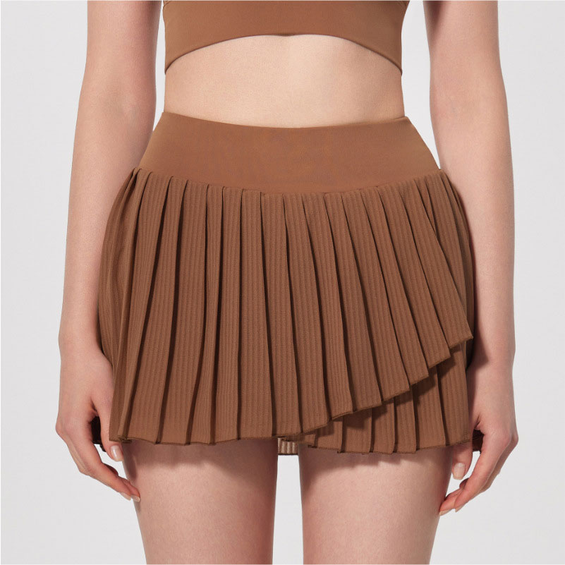 Yoga Pleated Sports Skirt with Built-In Shorts - Anti-Exposure Running, Golf & Tennis Skort