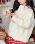 Girls Loose Solid Color Winter Sweater