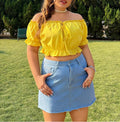 Plus Size Women's Summer Off-Shoulder Crop Top – Short Sleeve Navel-Baring T-Shirt