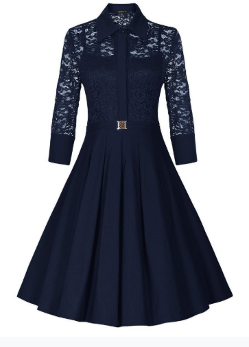Women Elegant Lace Slim Fit Autumn Dress