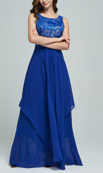 Women Slim Long Prom Wedding Dress Blue
