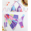 New Three-Piece Women's Swimwear Set - Bikini with Mesh Blouse and Split Design