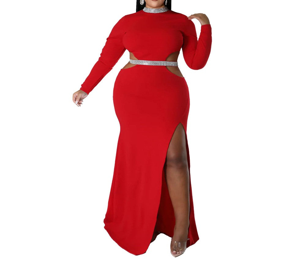Chic Waist-Baring Slit Dress for Women – Elegant & Alluring Evening Wear
