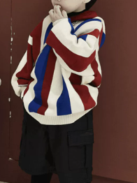 Boys Striped Hooded Knit Sweater