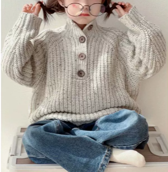 Girls Warm Half Turtleneck Knit Sweater