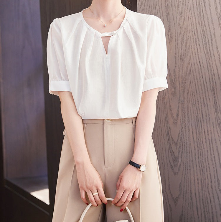 Women's Short-Sleeved Chiffon Shirt - Summer Lightweight Elegant Top