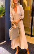 Women's V-Neck Long-Sleeve Graceful Dress