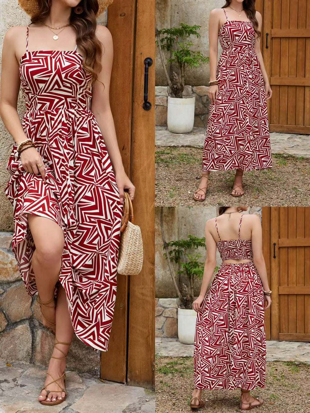 Women's Sling Waist Beach Vacation Casual Maxi Dress with Relaxed Fit
