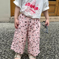 Girls’ Summer Casual Pants – Cute Cartoon Print Thin Straight Wide-Leg Comfortable Trousers - RAC26JP5436BATB