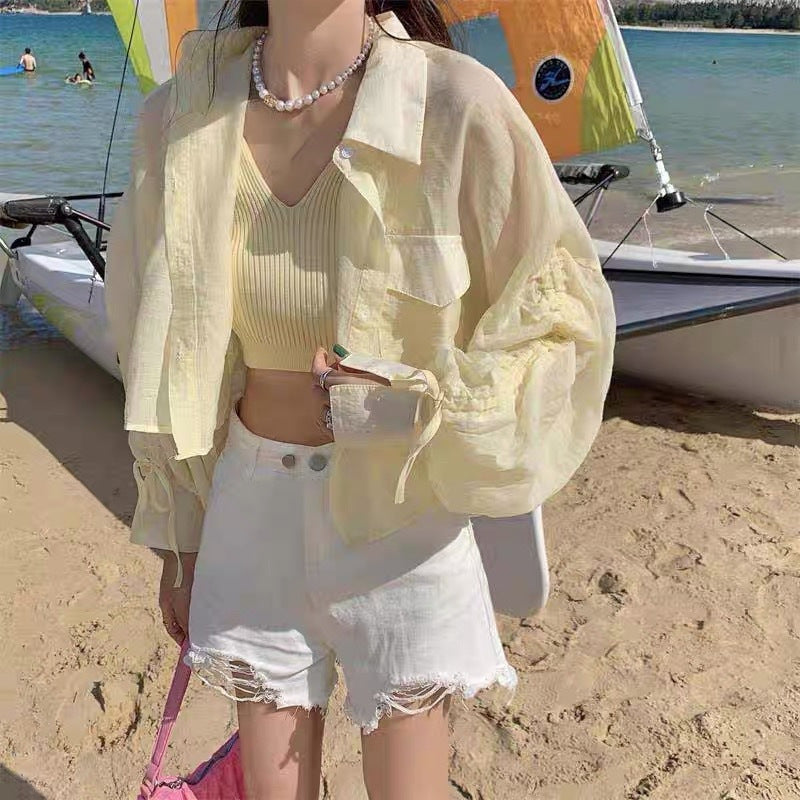 Women's Summer Thin Sun Protection Jacket - UV Protection Short Top
