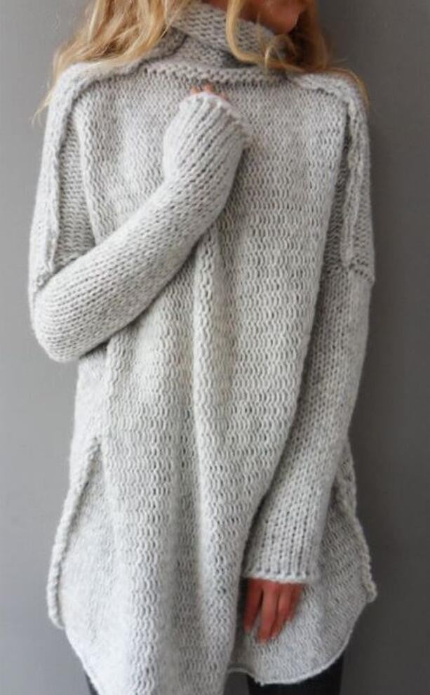 Women's Solid Color Long-Sleeved Sweater - Classic Comfortable Knit Top