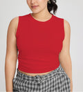 Plus Size Women’s Casual Red Vest – Lightweight Breathable Outerwear, Simple and Versatile Slim Fit Top