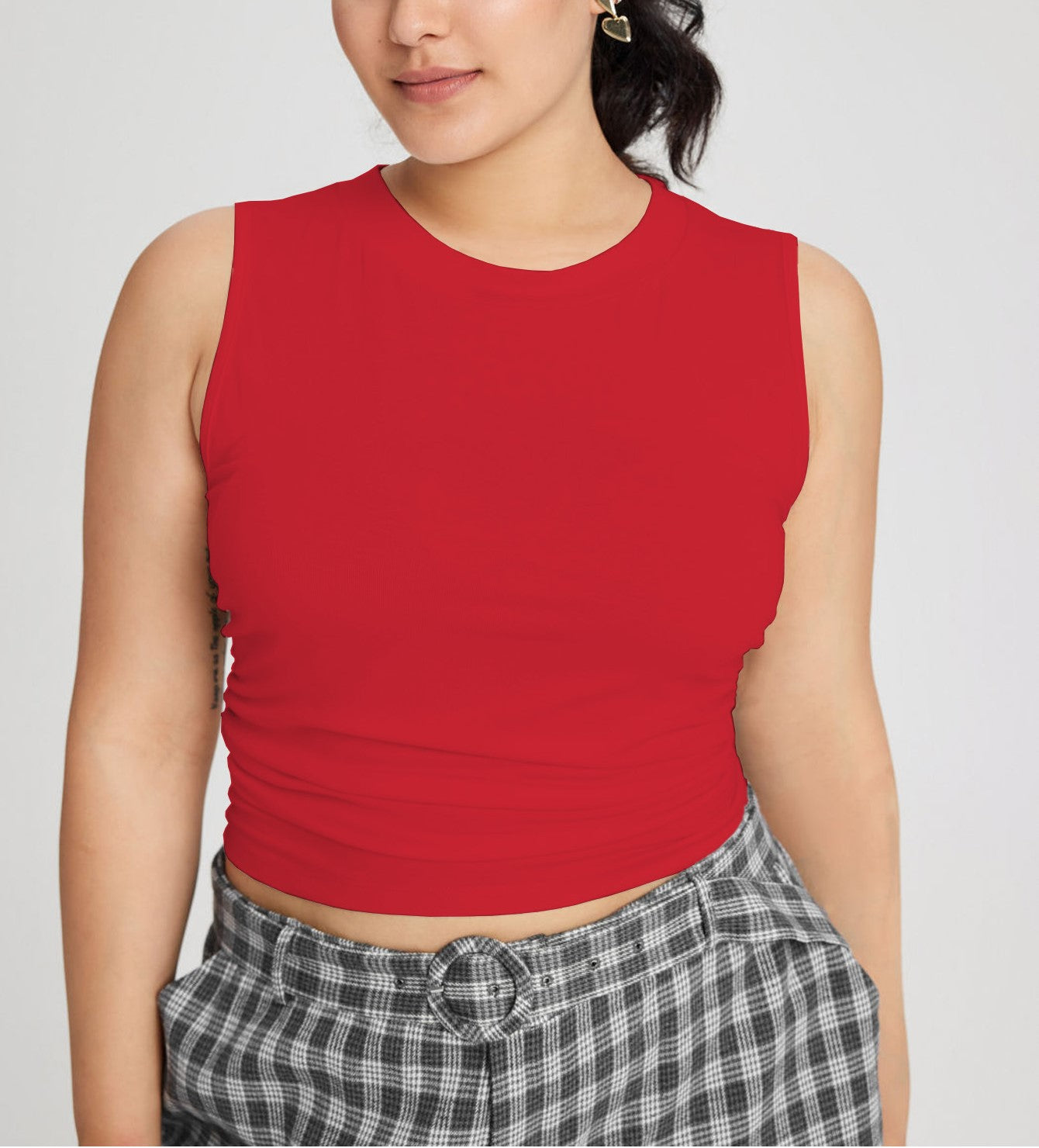 Plus Size Women’s Casual Red Vest – Lightweight Breathable Outerwear, Simple and Versatile Slim Fit Top