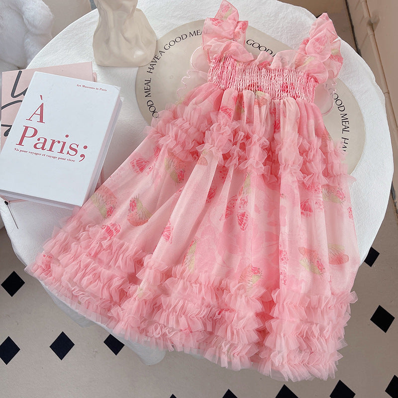 Children’s Summer Butterfly Fairy Dress – Baby Girls’ Mesh Princess Dress - RAC25JP3269GDRESS