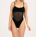 Women's One-Piece Swimsuit - See-Through Mesh Panel Design with Sun-Resistant Fabric