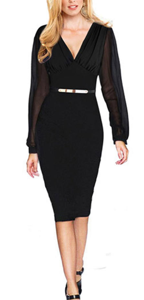 V Neck Sleeveless Body Fitted Dress
