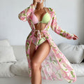 Women's Three-Piece Bikini Set - Printed Split Swimsuit for Beach & Pool