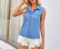 2025 Summer Women's Slim Sleeveless Denim Vest - Trendy Button-Up Jean Tank Top