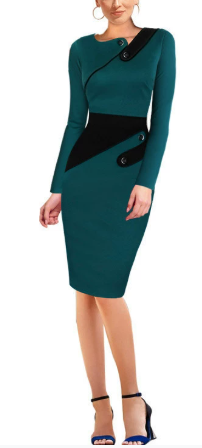 Women Long Sleeve Slimming Pencil Skirt Dress