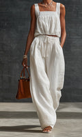 Women's Summer Casual Wide-Leg Pants Two-Piece Set