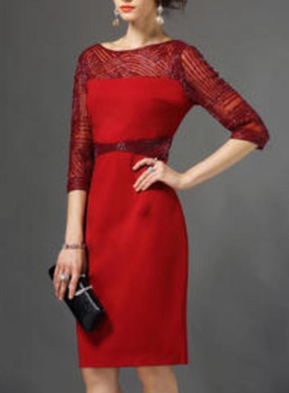 Women Beaded Gauze Sleeve Shift Dress