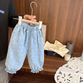 Girls’ Summer Denim Pants – Floral Lightweight Soft Jogger Lantern Style - RAC26JP5414BATB
